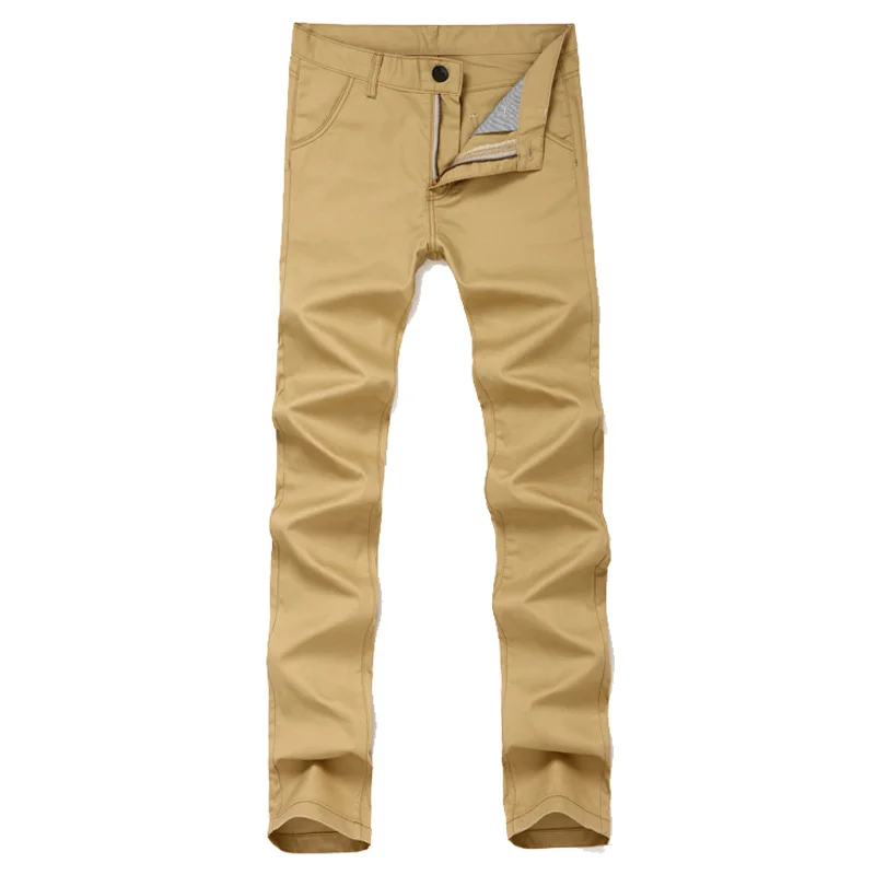 Slim Fit Casual Khaki Pants Men Flat Front Straight Fit