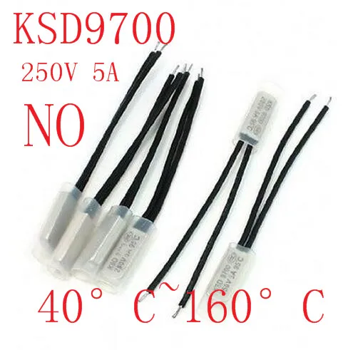 2 шт. KSD9700 250V 5A биметаллический дисковый Температура переключатель N/O термостат