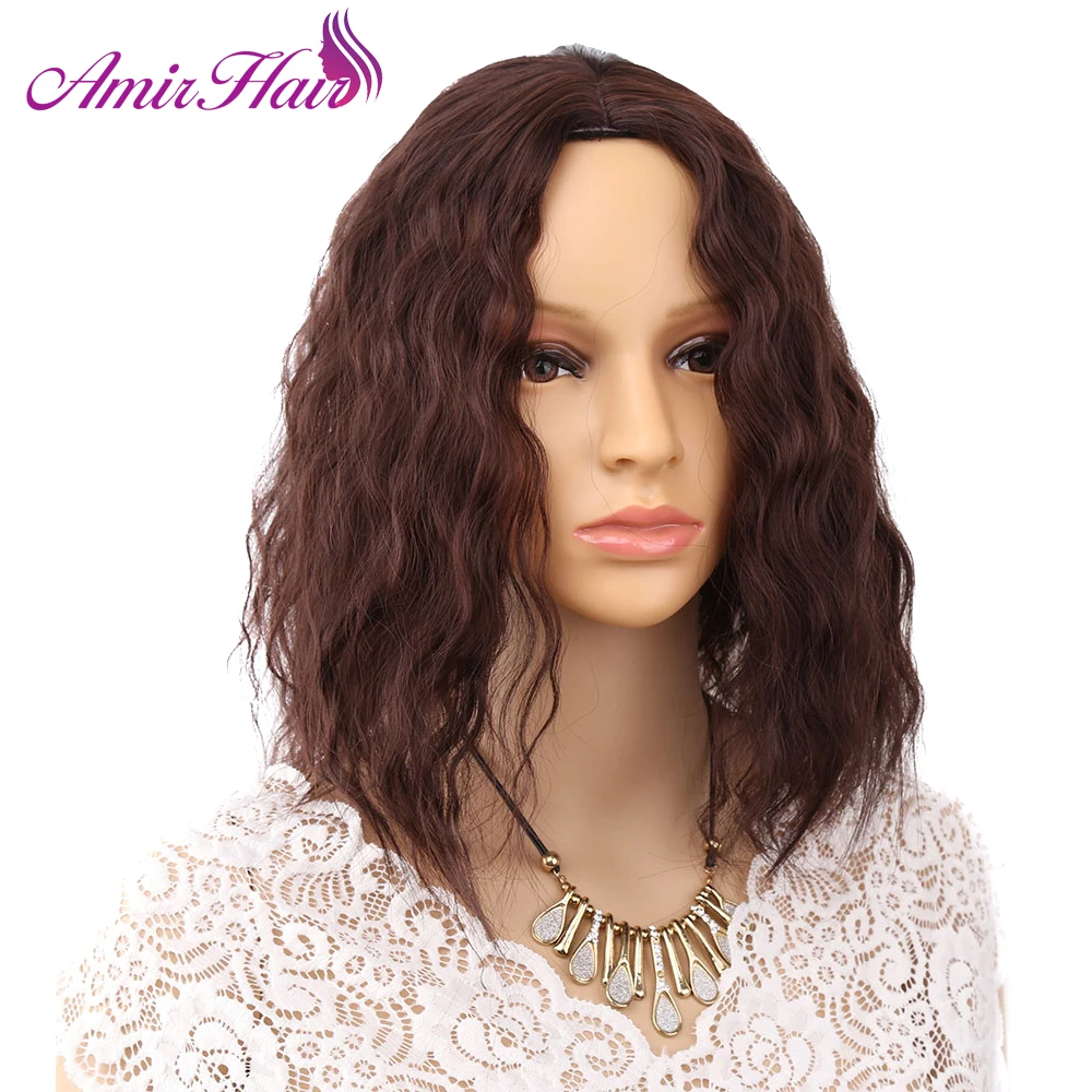 Amir Hair Corn Short Kinky Straight hair wigs for Women brown black wigs with Combs inside