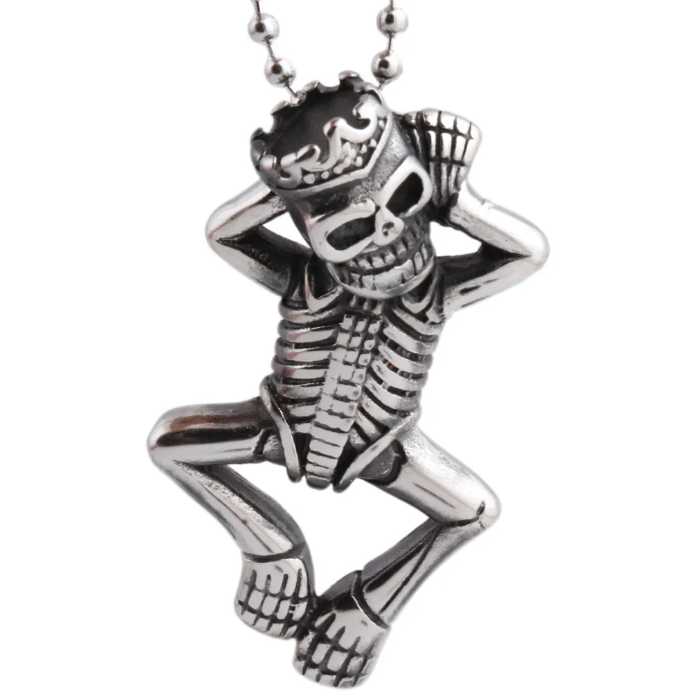 

Fashion Punk Necklace Men Jewelry Stainless Steel Skull Pendant for Men Boys Biker Rider Gift 24 inches