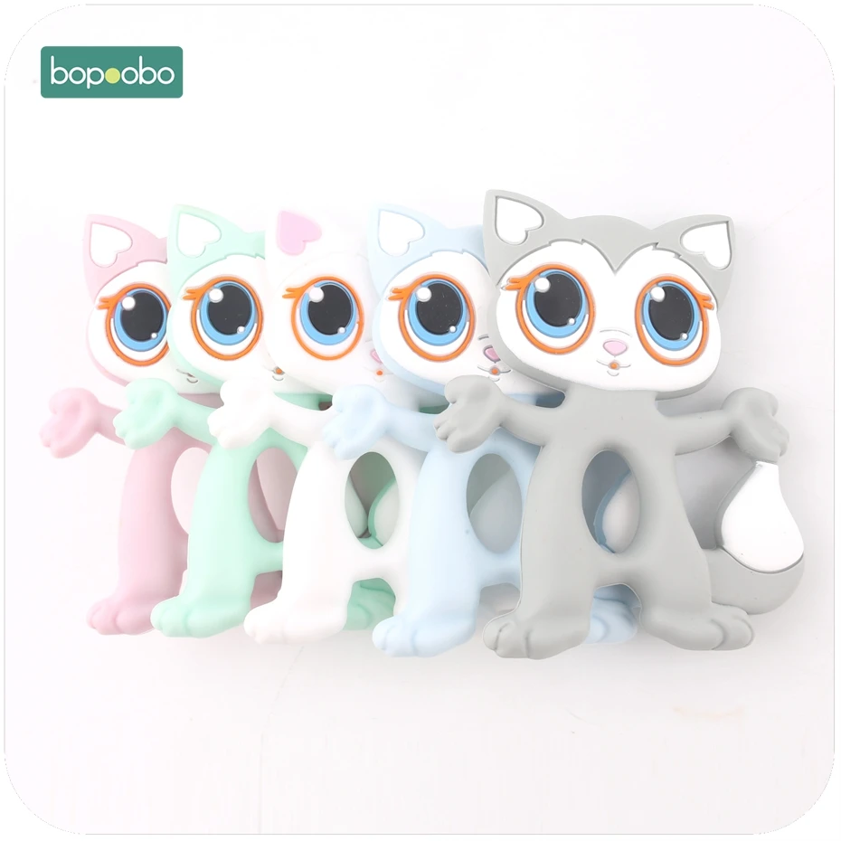 

Bopoobo 5pc Baby Teethers Silicone Big Eyes Cat BPA Free Teethers Baby Accessories Food Grade Jewelry Nursing Necklace Pendants