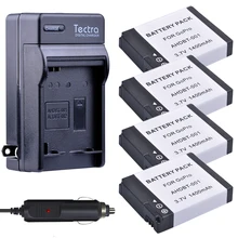 Tectra 4 шт. 1400 мАч батареи+ Цифровое зарядное устройство Комплект для GoPro HD HERO2, GoPro оригинальная HD HERO и GoPro AHDBT-001, AHDBT-002