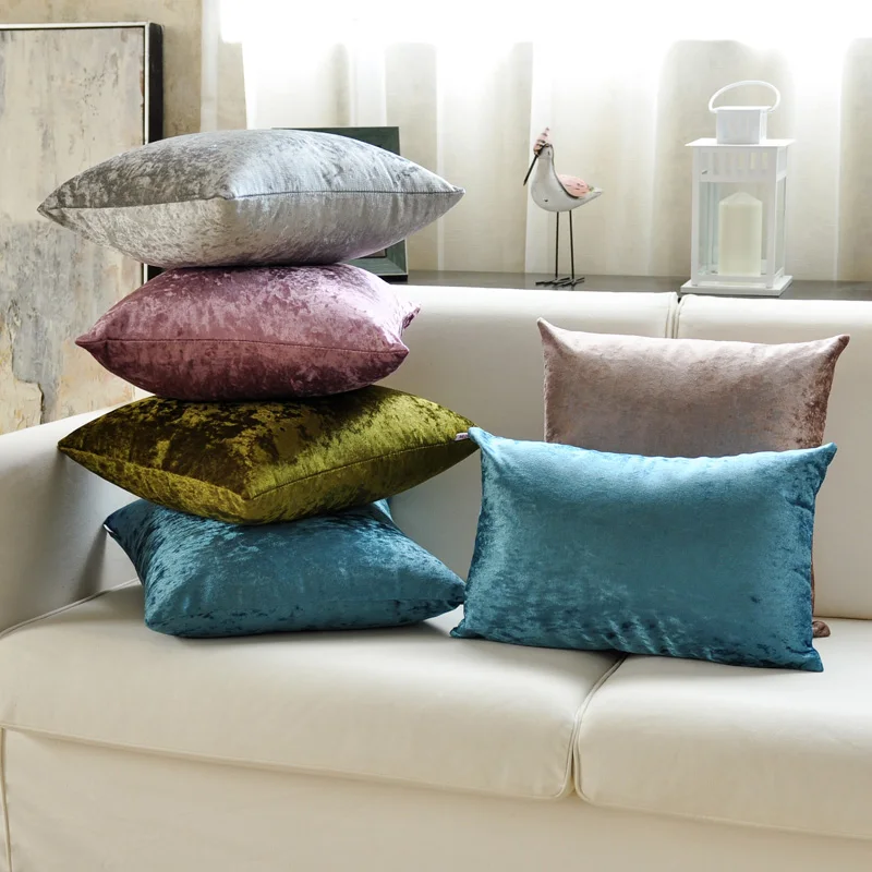 

Soft Solid Cushion Cover Ice Velvet Pillow Case Blue Grey Coffee Purple for Home Sofa Bed 45x45cm 60x60cm