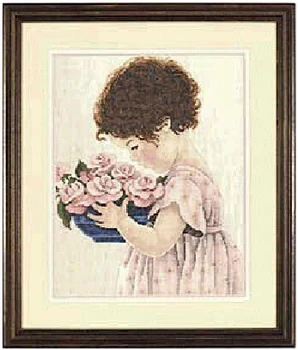 

The little girl Holding Flowers kit for embroidery count cross stitch sets 14ct pattern needlework diy cartoon home decor craft
