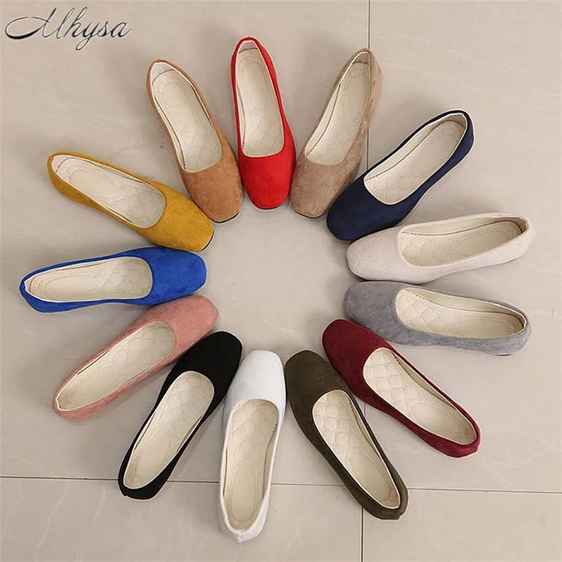

Mhysa 2019 Plus Size Shoes Women Square toe Flats Candy Color Woman Loafers Spring Flat Shoes Women Zapatos Mujer Size35-42 T389