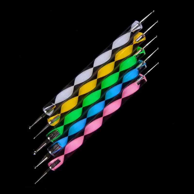 

5Pcs/Set High Quality Two-Way Stainless Steel Dot Pen Marbleizing Painting Dotting Rhinestone Nail Art Tool