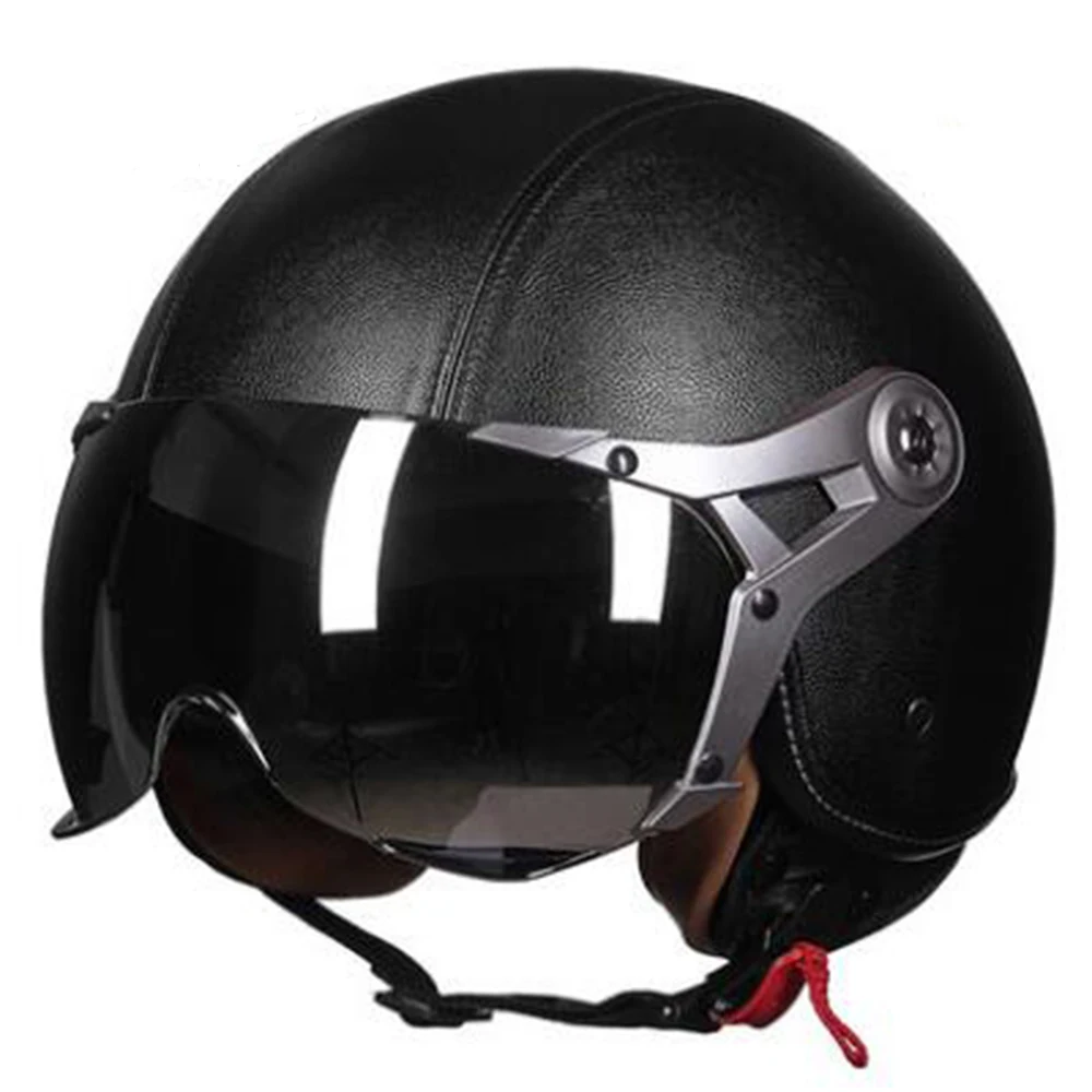 GXT Ретро мотоциклетный шлем кожаный полувинтажный шлем дышащий комфортный Чоппер Кафе Racer Crash шлем для мотоцикла