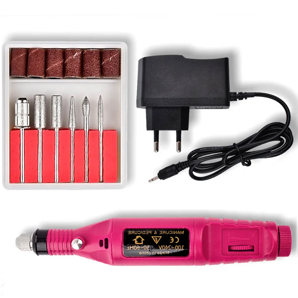 

1set Power Professional Nail Drill Machine Electric Manicure Machine Pen Pedicure Nail File Nail Tools 6 bits Drill