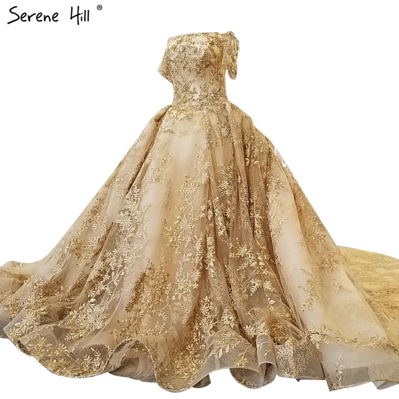 

Extreme Luxury High-end Fashion Sexy Wedding Dress 2019 Short Sleeve Beading Sequined Sparkly Bridal Gown Real Photo