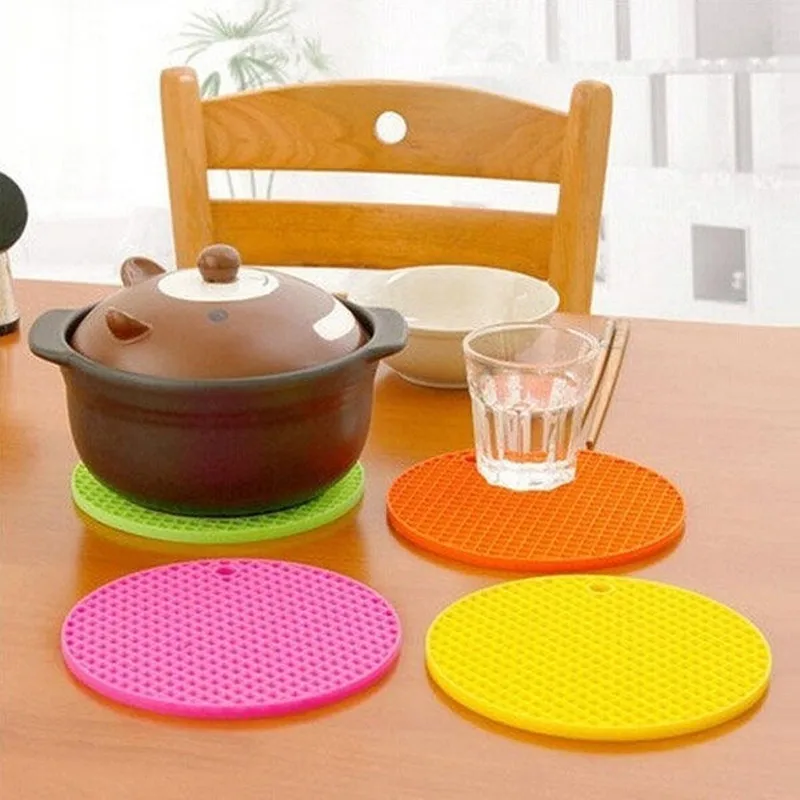 1pc Silicone Round Anti Slip Table Mats Heat Insulation Creative Cup