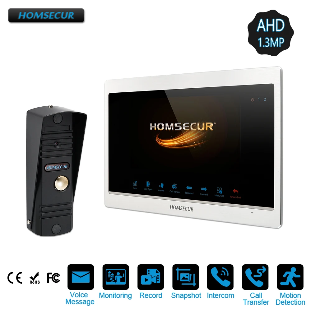HOMSECUR 7\ 4 Wire Video Door Phone Intercom System with Intra-monitor Audio Intercom, Recording & Snapshot(BC011HD-B+BM702HD-S) HOMSECUR 7\ 4 Wire Video Door Phone Intercom System with Intra-monitor Audio Intercom, Recording & Snapshot(BC011HD-B+BM702HD-S)
