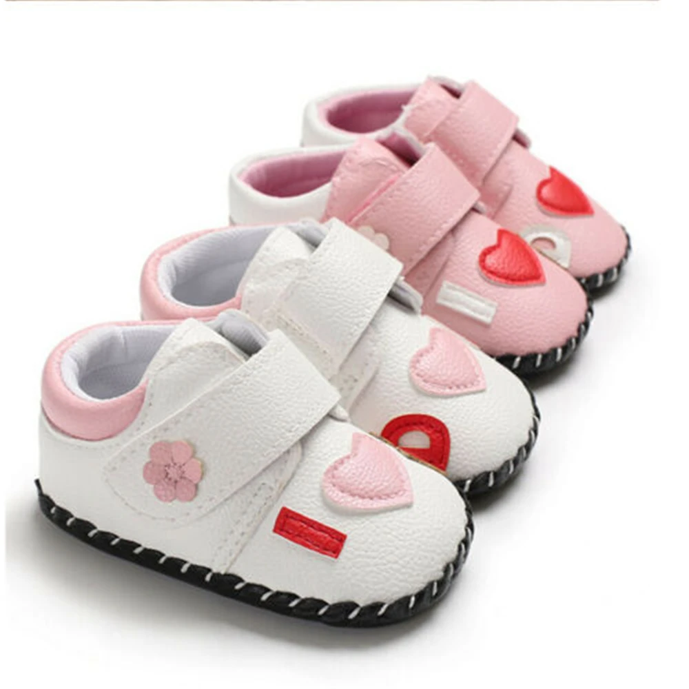 

Baby Rubber Bottom Toddler Shoes Newborn Baby Girl PU Anti-slip Soft Crib Shoes Leather Sneakers Prewalker