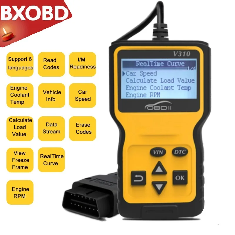 V310 OBD2 Code Reader V1.1 Car Diagnostic Tool Scanner OBDII Scan
