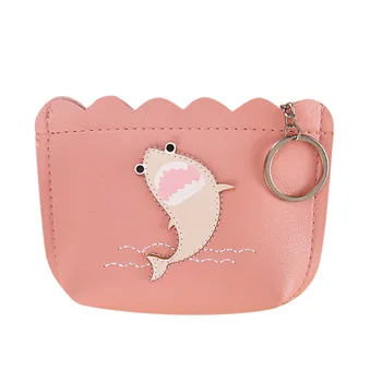 

Hand holding short shark coin purse Women Fashion Fish Zipper Handbag Clutch Bags Coin Purse Small Wallet Holder Bag