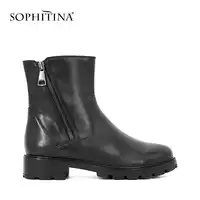 SOPHITINA 2019 ขาย Hot Handmade ข้อเท้า Boot คุณภาพสูงวัวรองเท้าหนังนุ่มสแควร์ส้นฤดูหนาว Warm Boot ผู้หญิง B30