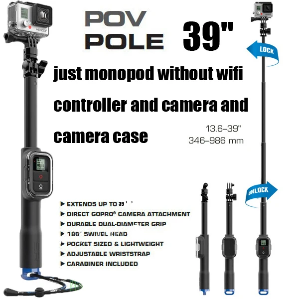 

2015 NEW SP POV Pole Handheld Monopod With WIFI Remote Housing case + Tripod Mount Adapter For Gopro Hero 4 3+ 3 Sport Camera