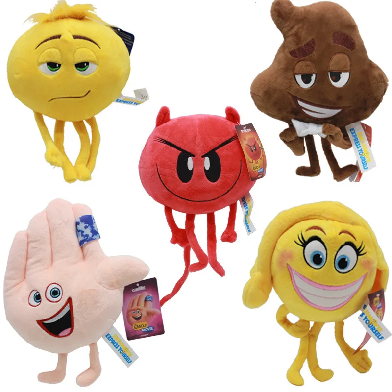 

22cm Good Quality Anime The Emoji Movie Plush Toys Express Crazy Happy Emoji Happens Red Devil Soft Toys For Children Birthday G
