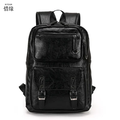Fashion male Genuine Leather laptop Backpacks High Quality FAMOUS Brand Design Casual Men Travel Bags Vintage mochila hombre
