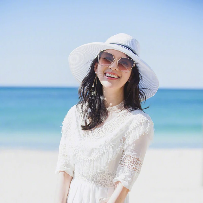 Летние женские Хепберн французские ретро солнечные шляпы для дам праздник Пляж Солнцезащитная шляпа широкие поля, из соломы Шляпа Fedora плоский Топ козырек шапка