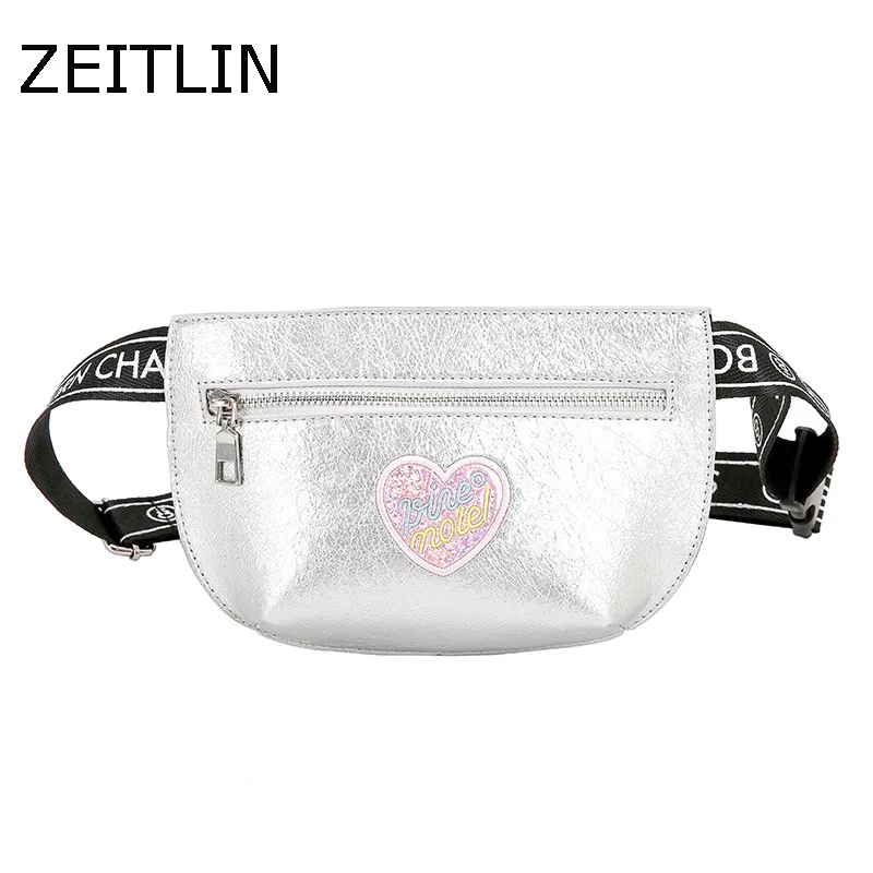 

Heart-shaped Pattern Waist Bag Women PU Leather Fanny Pack 2018 Fashion Female Mini Waist Belt Pouch Mobile phone bag bolsa KPST