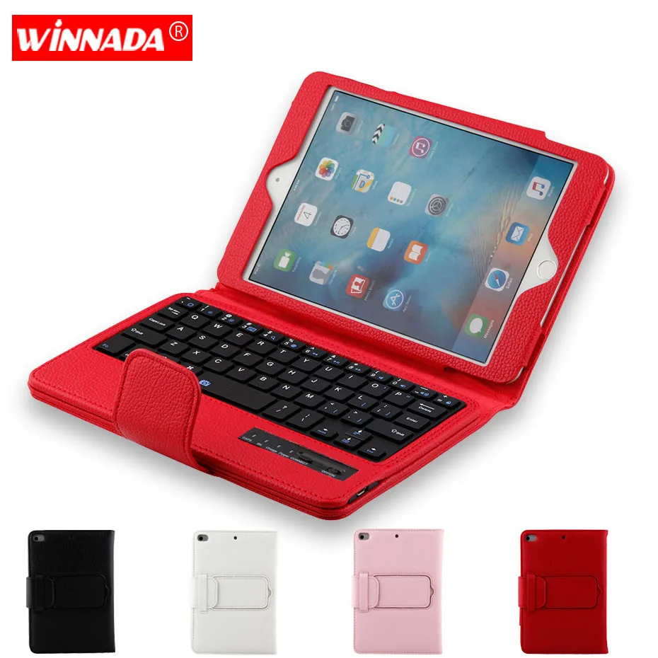 

Bluetooth Keyboard case for iPad mini 1 2 3 4 case full body Litchi grain PU Leather Tablet cover For ipad mini case