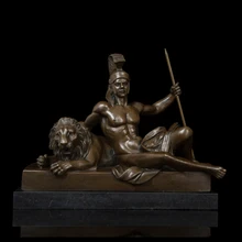 ATLIE Классическая Бронзовая скульптура тамерс винтажное искусство человек и тигр бронзовые статуи латунная Статуэтка король ветра бизнес подарок