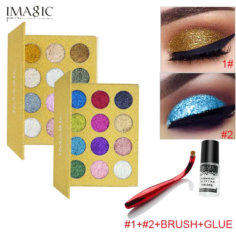 

IMAGIC Glitter Injections Pressed Waterproof Single Eyeshadow Diamond Rainbow Make Up Cosmetic Eye shadow Magnet Palette set