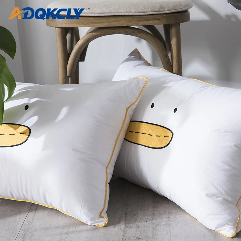 ADQKCLY Cute Duck Pattern Neck Pillow 100% Cotton Fabric Softness Cushion for Bedroom Adults 48*74cm Easy Washable 1PC | Дом и сад