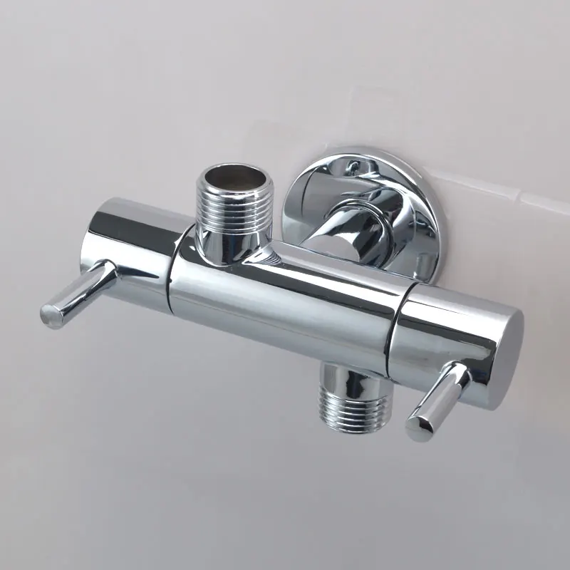 Kaufen 1 2 zoll (DN15) Wand Montiert Doppel Steckdose Außen Garten Wasserhahn Badezimmer Wand Montiert Waschen Maschine Wasserhahn Winkel Ventil