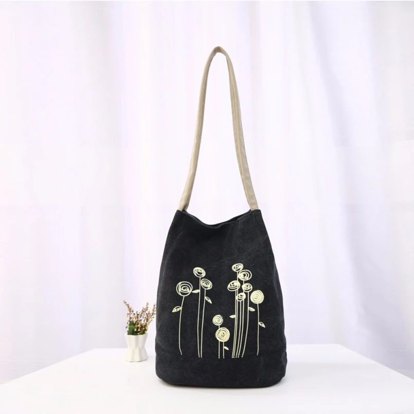 

Excellent Quality New Vintage Bucket Printed Handbags Female Canvas Beach Bag Fashion Women Bucket Shopping Shoulder Bags