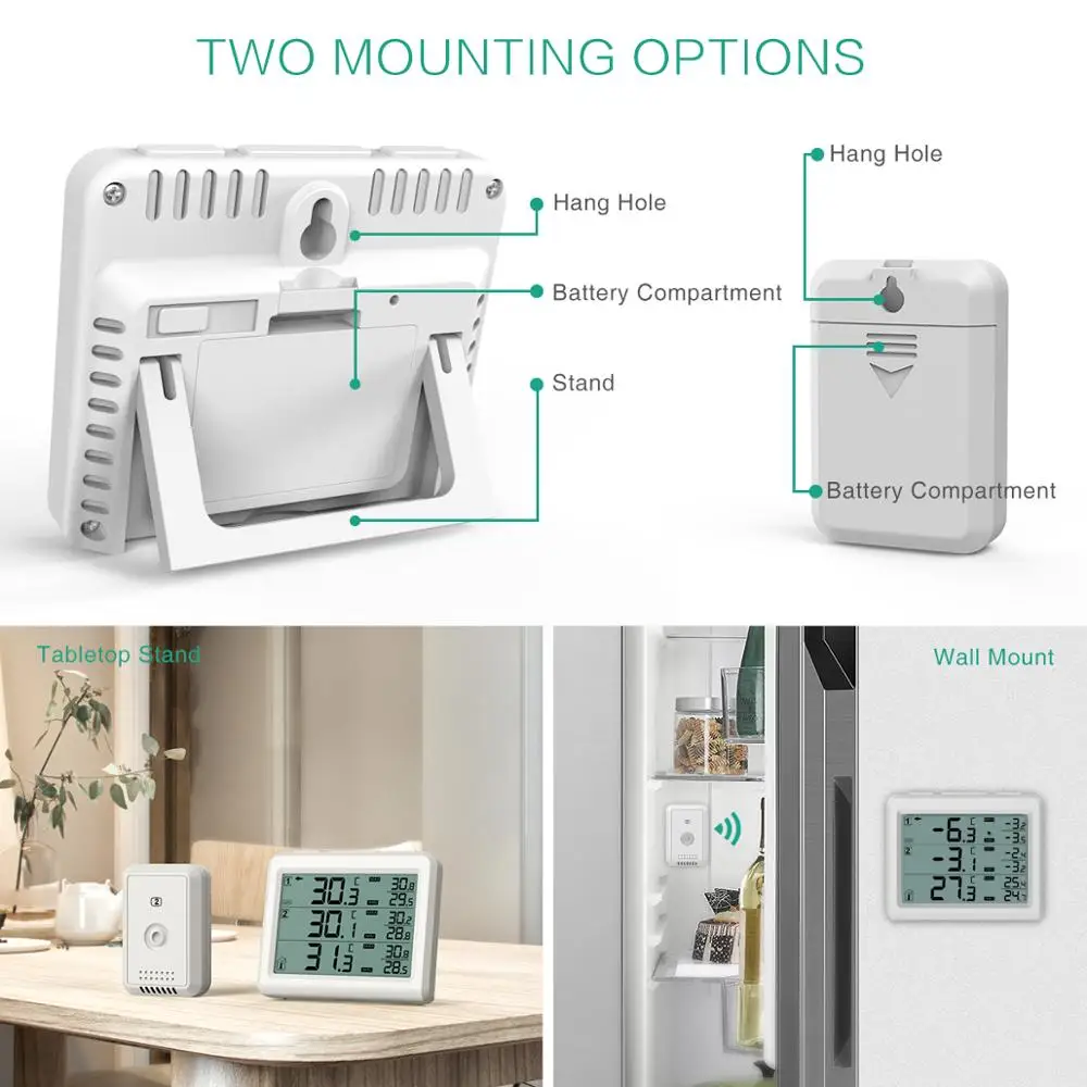 Oria ORIA Refrigerator Thermometer, Wireless Digital Freezer