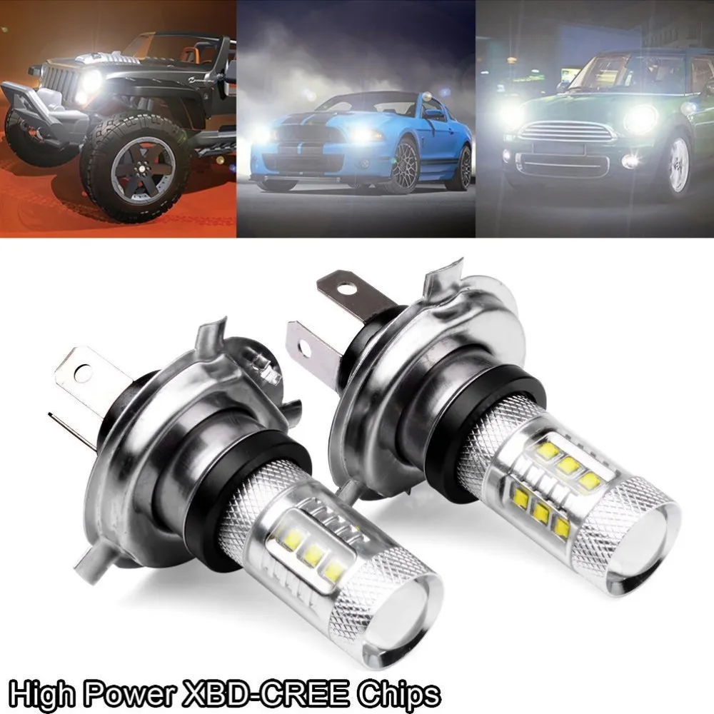 

Bargain! 2Pcs 80W White H4 9003 HB2 CREE Chip LED Hi/Lo Beam DRL Driving Running Fog Lamp Bulb For Motorcycle Auto Car Vehicle