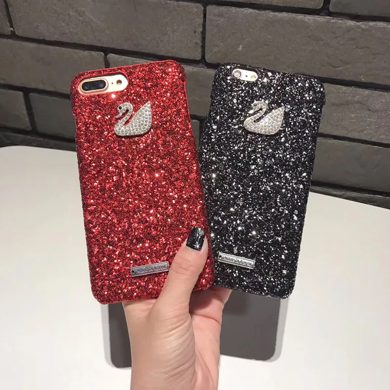

Powder Swan Mobile Phone Half Pack Hard Shell Cases For iphone 6 6S 8 Plus X 5SE 5 5S Phone PC Capa Fundas for iPhone 7 7Plus
