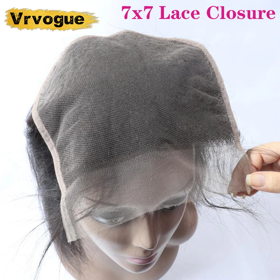 

Vrvogue 7x7 Lace Closure Straight Closure Swiss Lace Indian Closure With Baby Hair Middle/Free Part Natural Colour Remy Hair