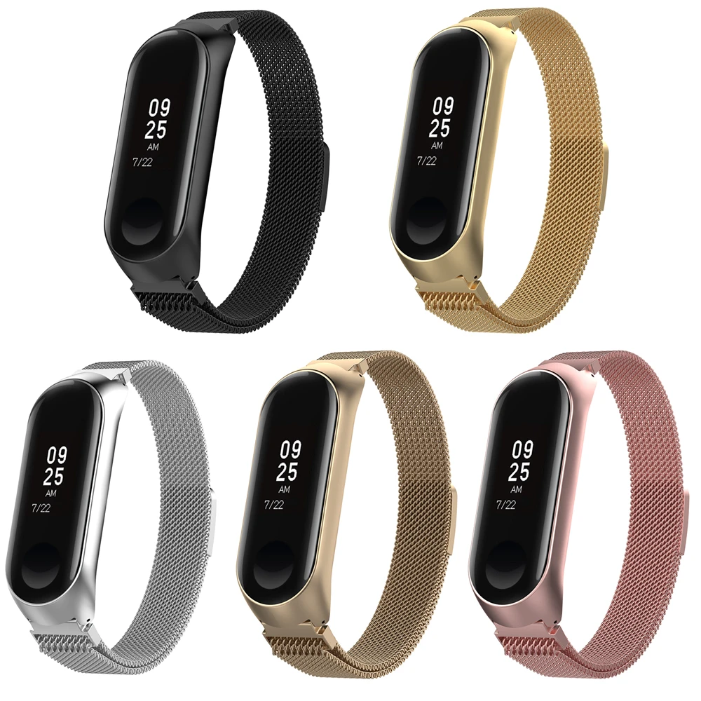 

L Size 210mm Milanese Loop Mi Band 3 Wrist Strap for Xiaomi Mi Band 3 Miband Smart Bands Bracelet Smart Watch Straps Metal Belt