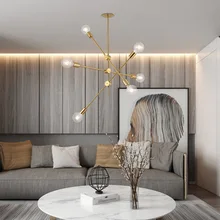 Матовая латунная металлическая люстра в виде ветви Sputnik, современные потолочные светильники в скандинавском стиле, постмодерн, люстра, лампа для комнаты