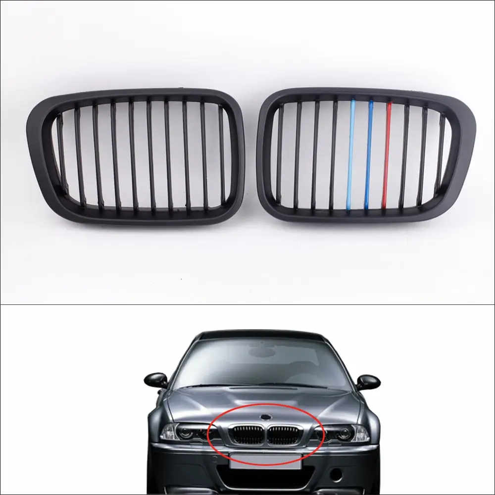 

2Pcs Matte Black M-color Front Grille for BMW E46 3 Series 4 Door 1998-2001