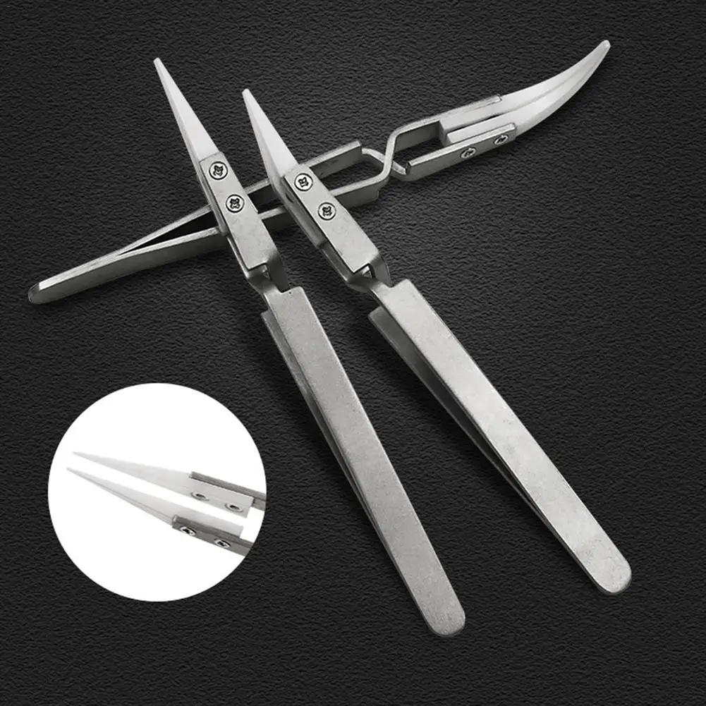 Stainless Steel Ceramic Tweezers Acid Proof Precision Clamping Tweezers Contrast