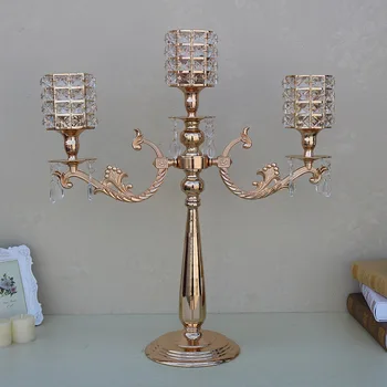 

European creative three-head candlestick decoration metal crafts wedding decoration romantic candle 10pcs