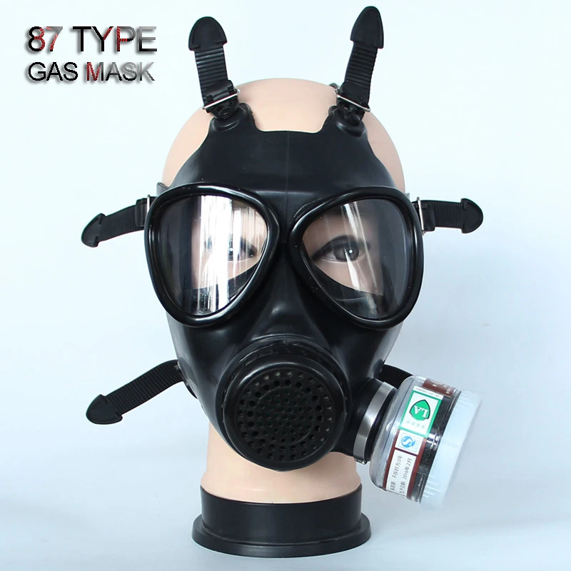Beste 87 type gas Volledige masker Non militaire Respirator Gasmasker hoge kwaliteit rubber High definition veiligheid masker 4 giftig gas filters