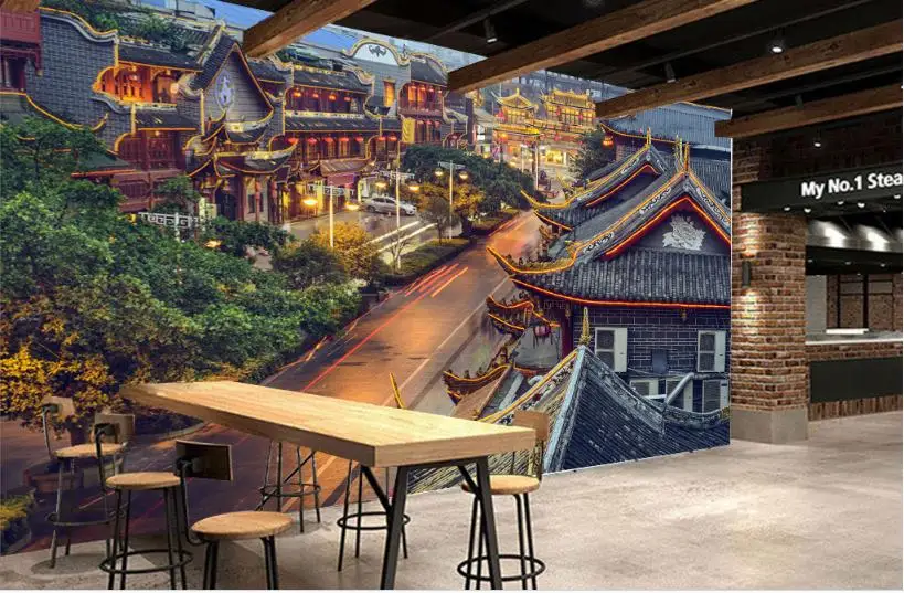 

wallpaper stereoscopic 3d mural Architectural town Custom bedroom
