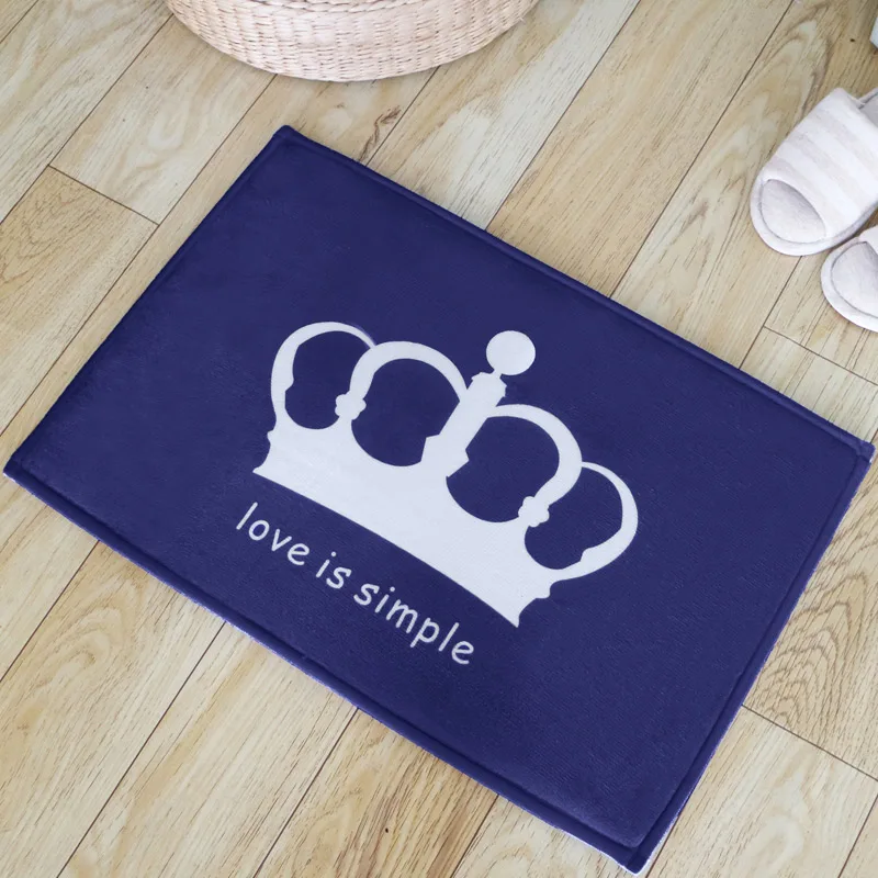 45*115cm Imperial Crown Coral Fleece Bathroom Mats Large Kids Rugs For