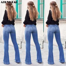 ATHVOTAR, джинсы с высокой талией, женские, плюс размер, расклешенные джинсы для женщин, обтягивающие джинсы, женские модные Стрейчевые джинсы