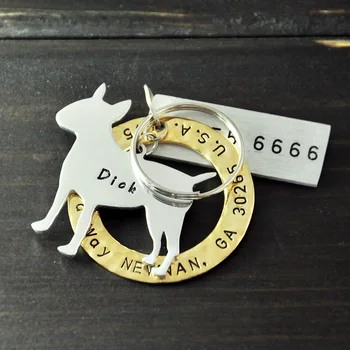 

Personalized Pit Bull Terrier Dog Tag, Pet ID Tags, Hand Stamped Engraved Alloy tag, Customized Name & Address, Phone Number