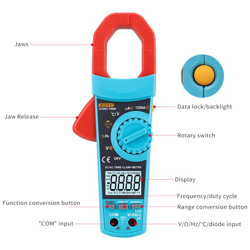 VC903 VC902 True RMS Цифровой токоизмерительный клещи Ток переменного / постоянного тока