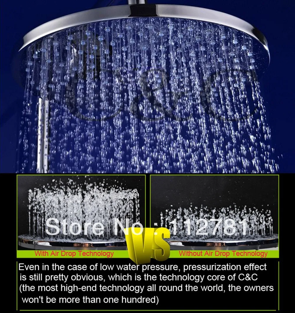 10 Inch Brass Chrome Bathroom Air Drop Rainfall Shower Head With Water