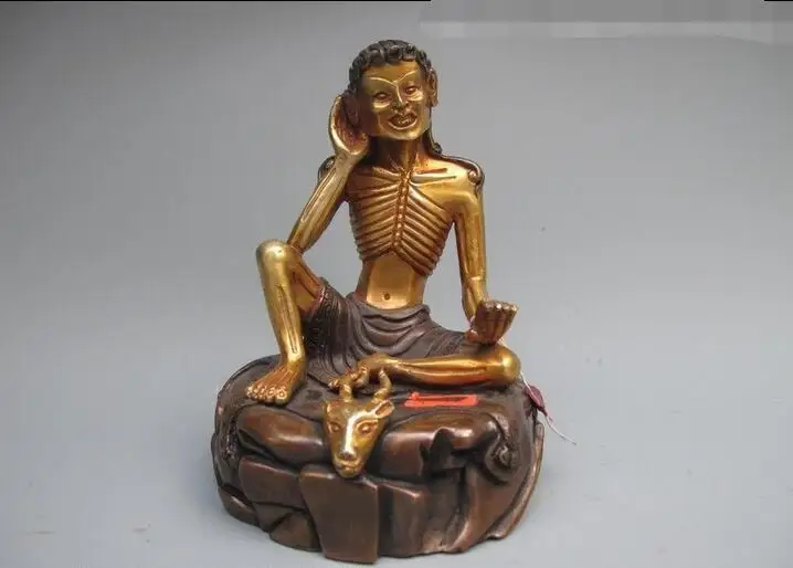 

Tibet Buddhist Temple pure Bronze Gild Sheep arhat Milarepa Buddha statue