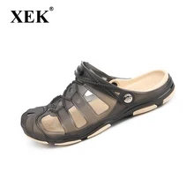 XEK Для мужчин сандалии Лето Половина Тапочки модная мужская Повседневное Высокое качество мягкая пляжная обувь без каблука Axoid прозрачные сандалии ST272