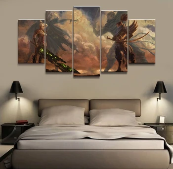 

5 Panel Yasuo/Riven LOL League of Legends Game Canvas Printed Painting For Living Room Wall Art Decor HD Picture Works Poster