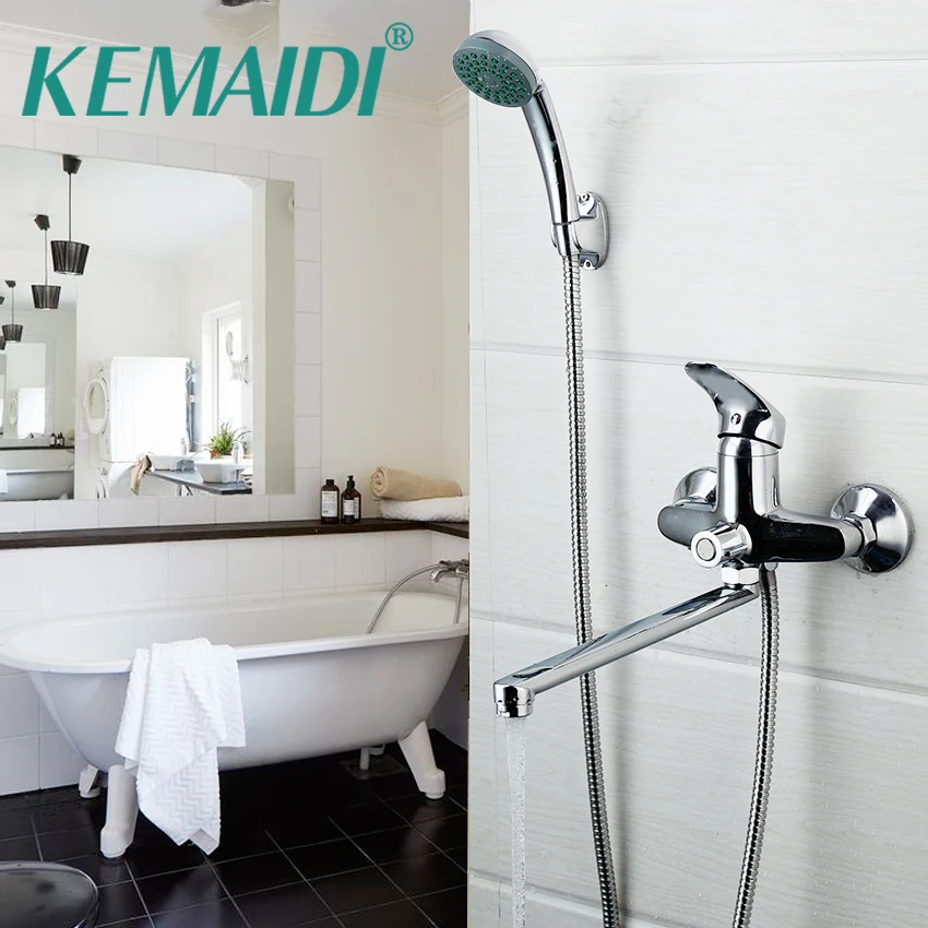 KEMAIDI RU 180 degree Swivel Shower Head Set Wall Mounted Brass Chrome